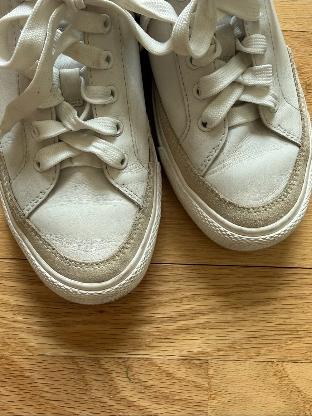 Rag & Bone Women’s White Leather Sneakers With Suede Trim, Size 8.5